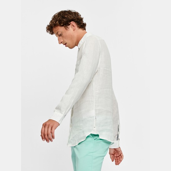 Aigle Lightweight Linen Shirts Men White ZA-38567